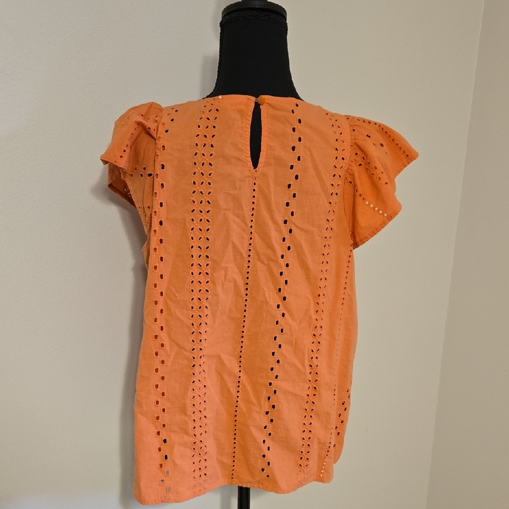 Orange Ruffled Eyelet Top - Picture 3 of 6